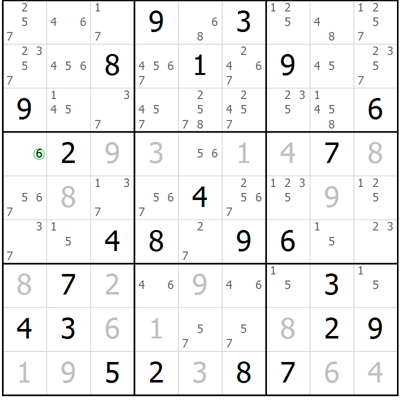 Position des candidats pour la solution de la Gr 24 page 27 du magazine de sudoku Maestro n° 094