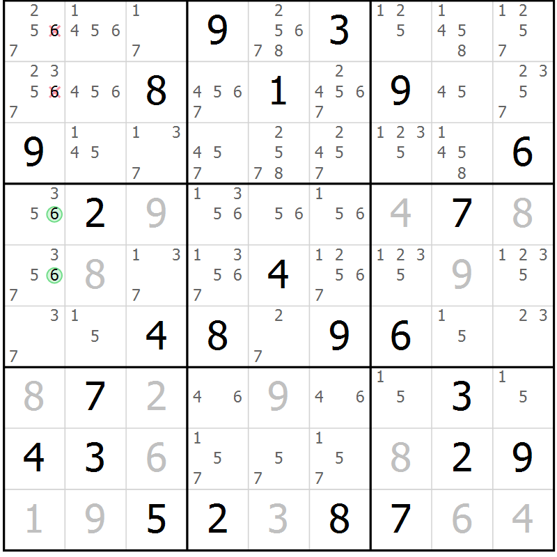 Position des candidats pour la solution de la Gr 24 page 27 du magazine de sudoku Maestro n° 094