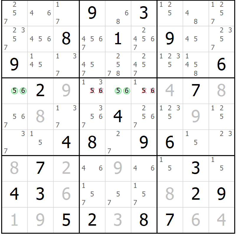 Position des candidats pour la solution de la Gr 24 page 27 du magazine de sudoku Maestro n° 094