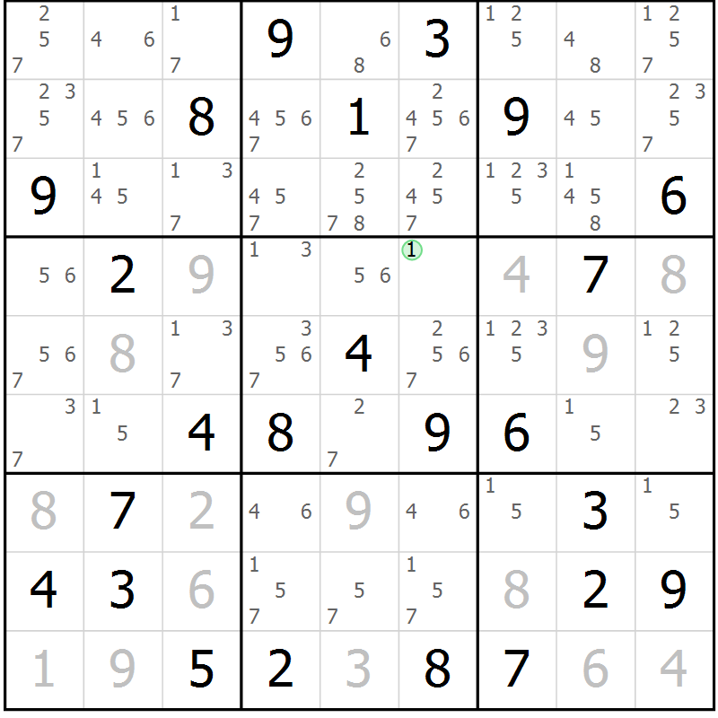 Position des candidats pour la solution de la Gr 24 page 27 du magazine de sudoku Maestro n° 094