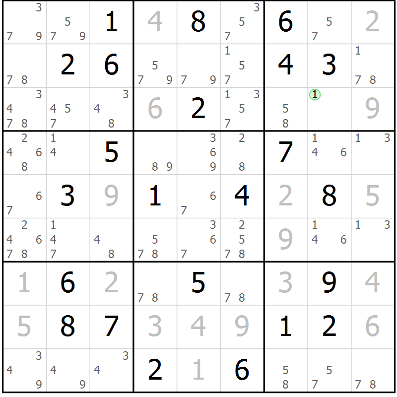 Position des candidats pour la solution de la Gr 25 page 28 du magazine de sudoku Maestro n° 094