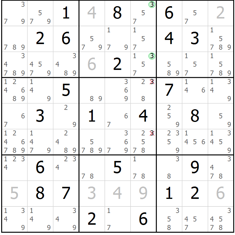 Position des candidats pour la solution de la Gr 25 page 28 du magazine de sudoku Maestro n° 094