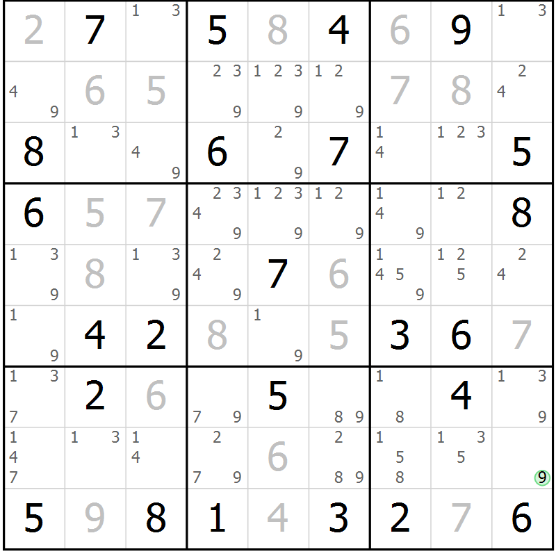 Position des candidats pour la solution de la Gr 26 page 29 du magazine de sudoku Maestro n° 094