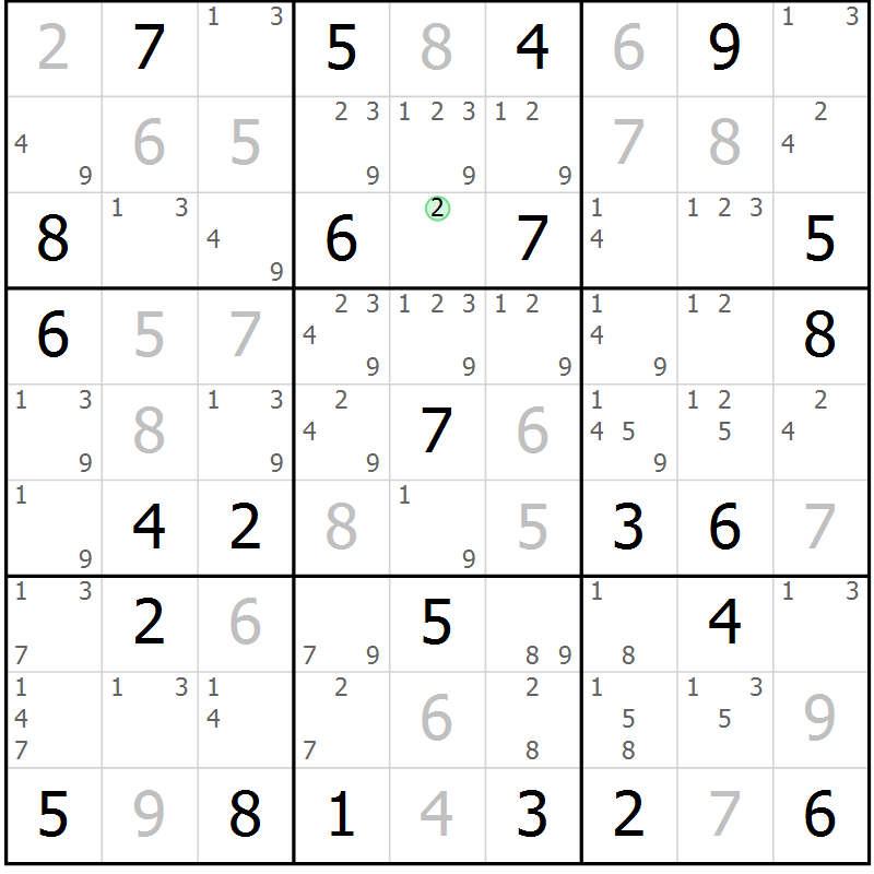 Position des candidats pour la solution de la Gr 26 page 29 du magazine de sudoku Maestro n° 094