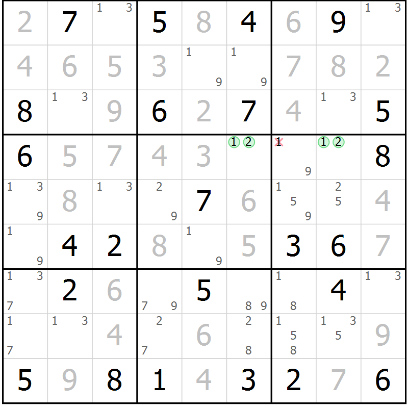 Position des candidats pour la solution de la Gr 26 page 29 du magazine de sudoku Maestro n° 094
