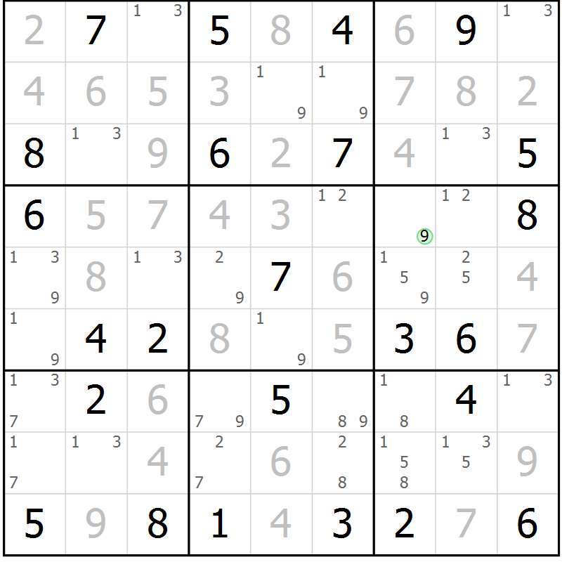 Position des candidats pour la solution de la Gr 26 page 29 du magazine de sudoku Maestro n° 094
