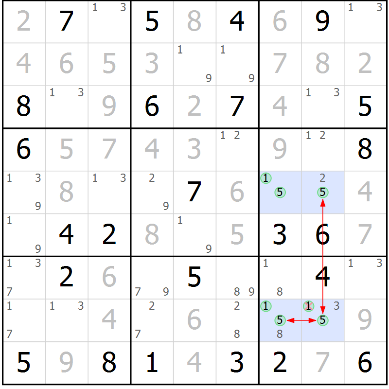Position des candidats pour la solution de la Gr 26 page 29 du magazine de sudoku Maestro n° 094