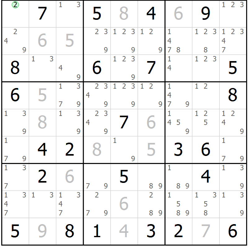 Position des candidats pour la solution de la Gr 26 page 29 du magazine de sudoku Maestro n° 094