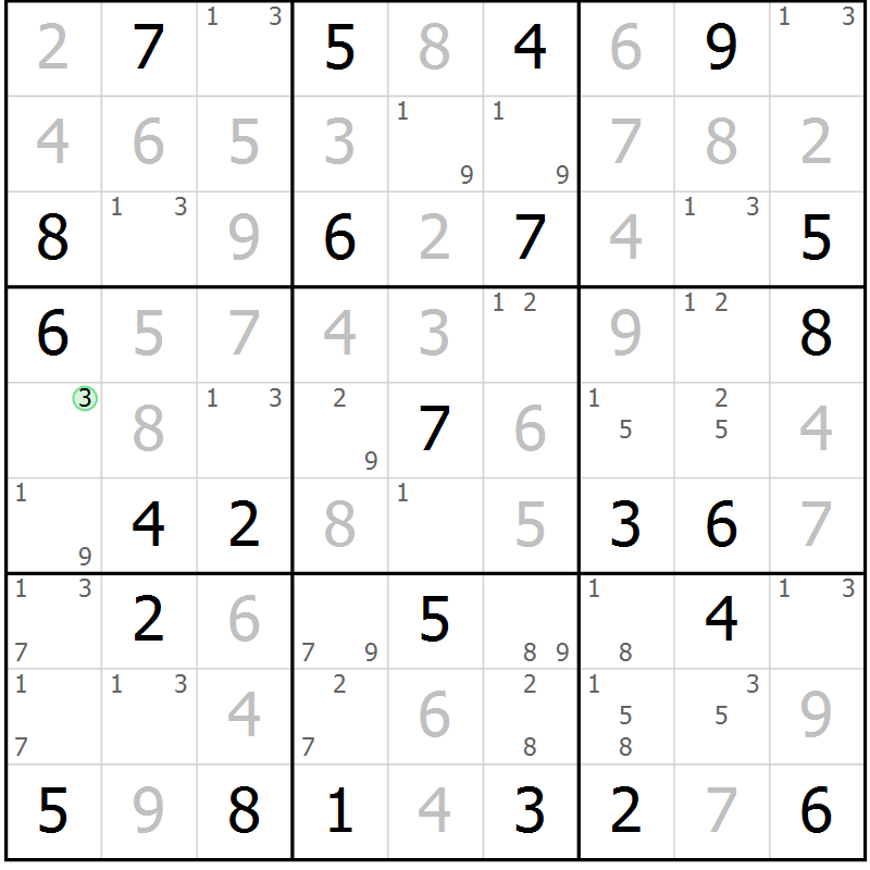 Position des candidats pour la solution de la Gr 26 page 29 du magazine de sudoku Maestro n° 094