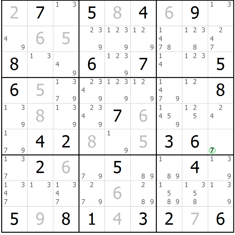 Position des candidats pour la solution de la Gr 26 page 29 du magazine de sudoku Maestro n° 094