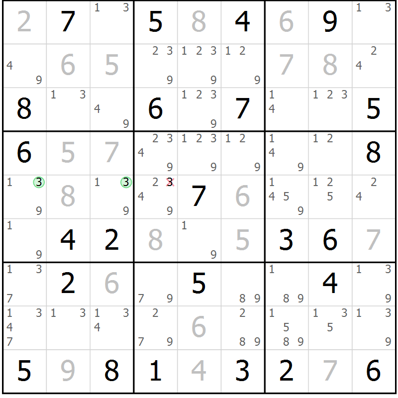 Position des candidats pour la solution de la Gr 26 page 29 du magazine de sudoku Maestro n° 094