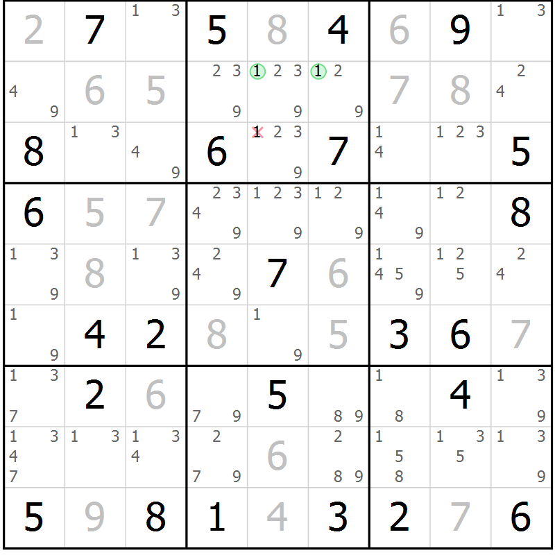 Position des candidats pour la solution de la Gr 26 page 29 du magazine de sudoku Maestro n° 094