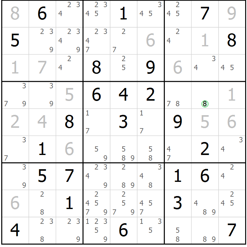 Position des candidats pour la solution de la Gr 27 page 30 du magazine de sudoku Maestro n° 094