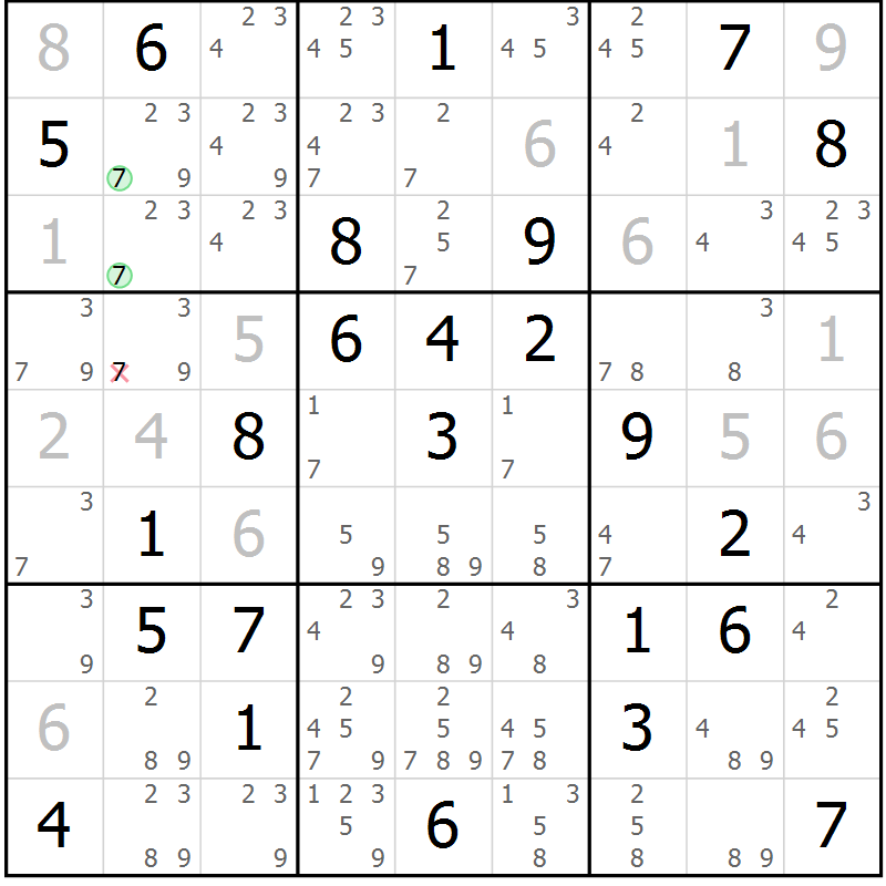 Position des candidats pour la solution de la Gr 27 page 30 du magazine de sudoku Maestro n° 094