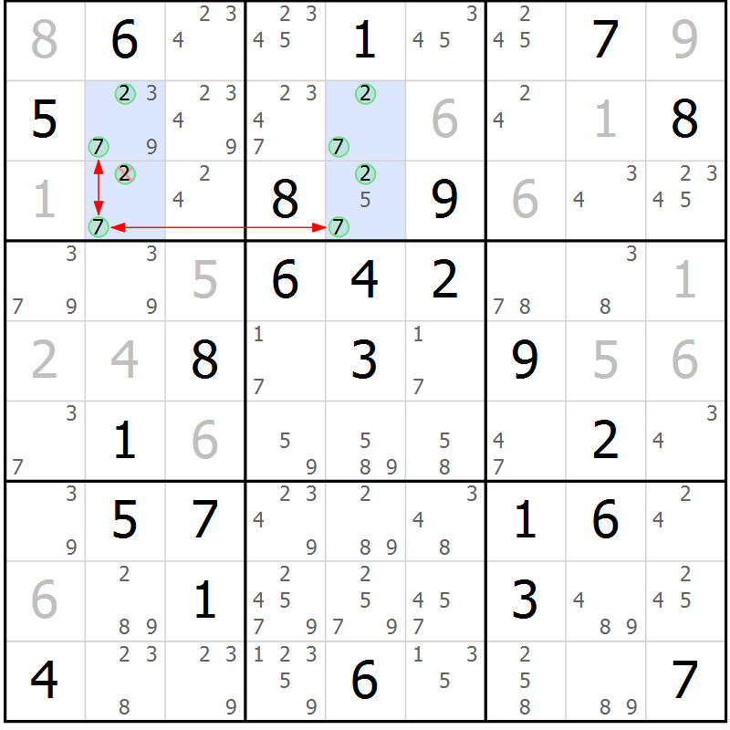 Position des candidats pour la solution de la Gr 27 page 30 du magazine de sudoku Maestro n° 094