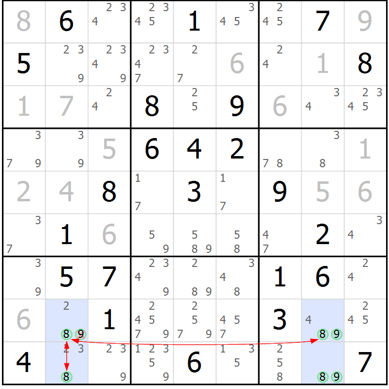 Position des candidats pour la solution de la Gr 27 page 30 du magazine de sudoku Maestro n° 094
