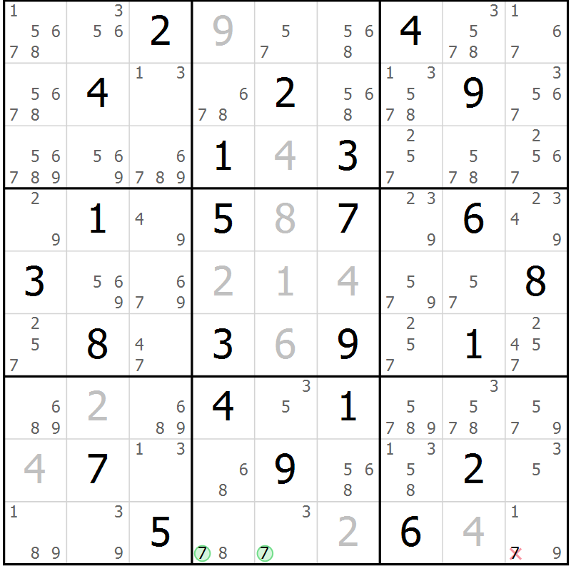 Position des candidats pour la solution de la Gr 29 page 32 du magazine de sudoku Maestro n° 094