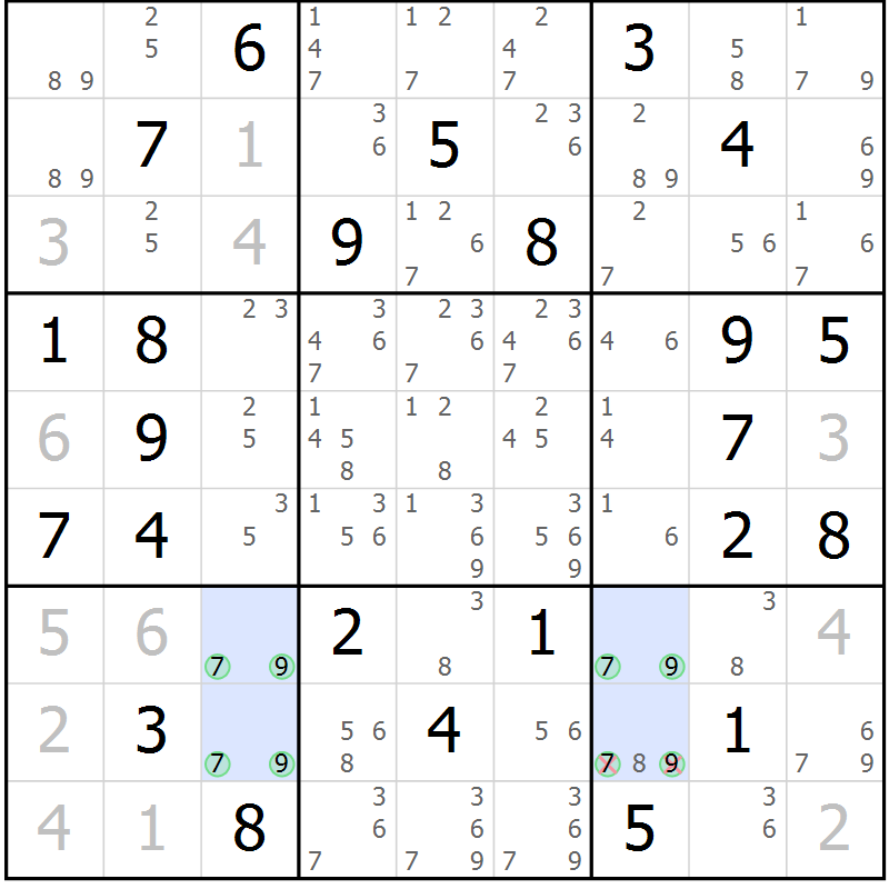 Position des candidats pour la solution de la Gr 30 page 33 du magazine de sudoku Maestro n° 094