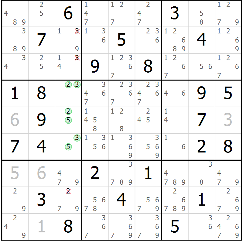 Position des candidats pour la solution de la Gr 30 page 33 du magazine de sudoku Maestro n° 094