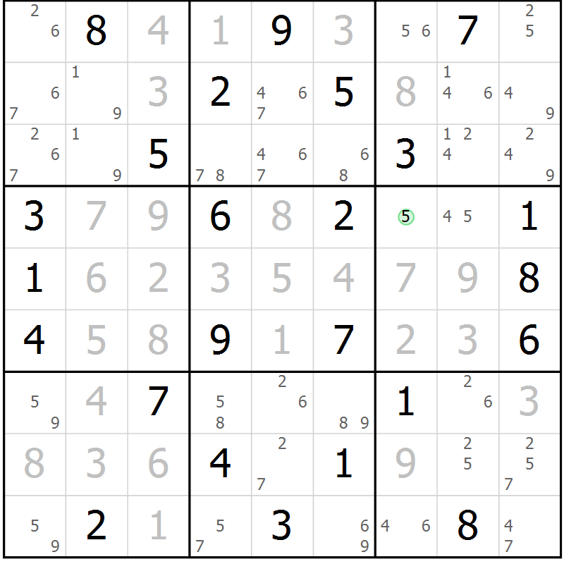 Position des candidats pour la solution de la Gr 31 page 34 du magazine de sudoku Maestro n° 094