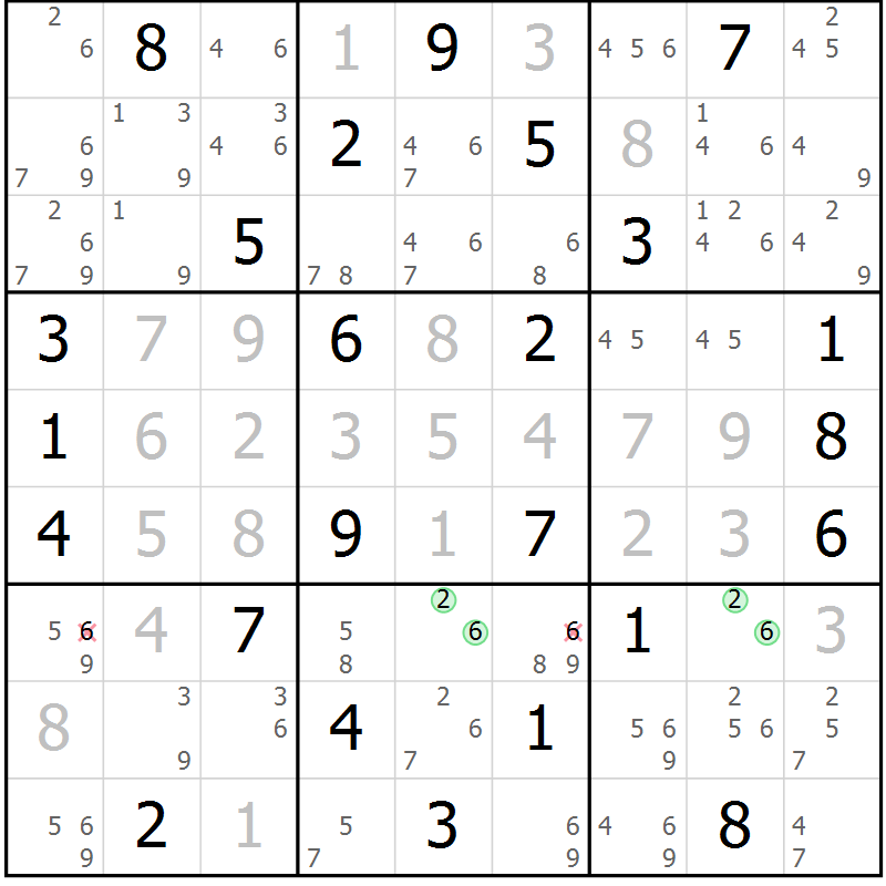 Position des candidats pour la solution de la Gr 31 page 34 du magazine de sudoku Maestro n° 094