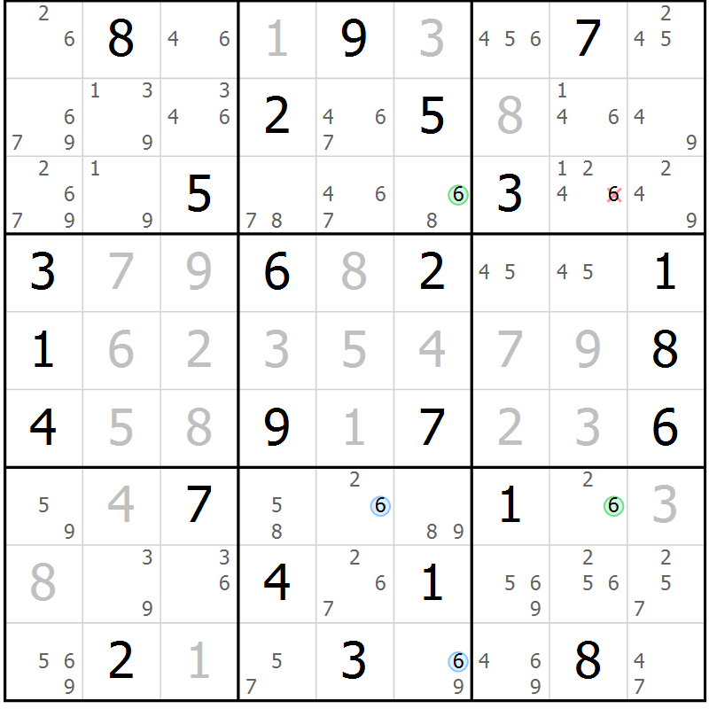 Position des candidats pour la solution de la Gr 31 page 34 du magazine de sudoku Maestro n° 094