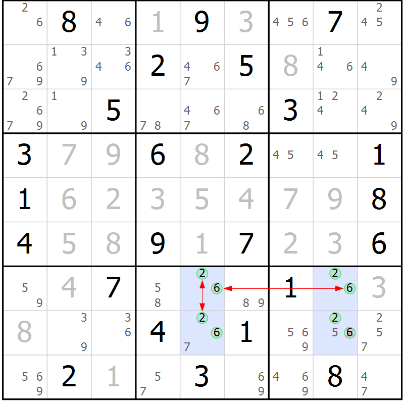 Position des candidats pour la solution de la Gr 31 page 34 du magazine de sudoku Maestro n° 094