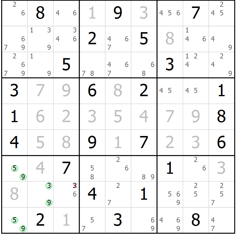 Position des candidats pour la solution de la Gr 31 page 34 du magazine de sudoku Maestro n° 094