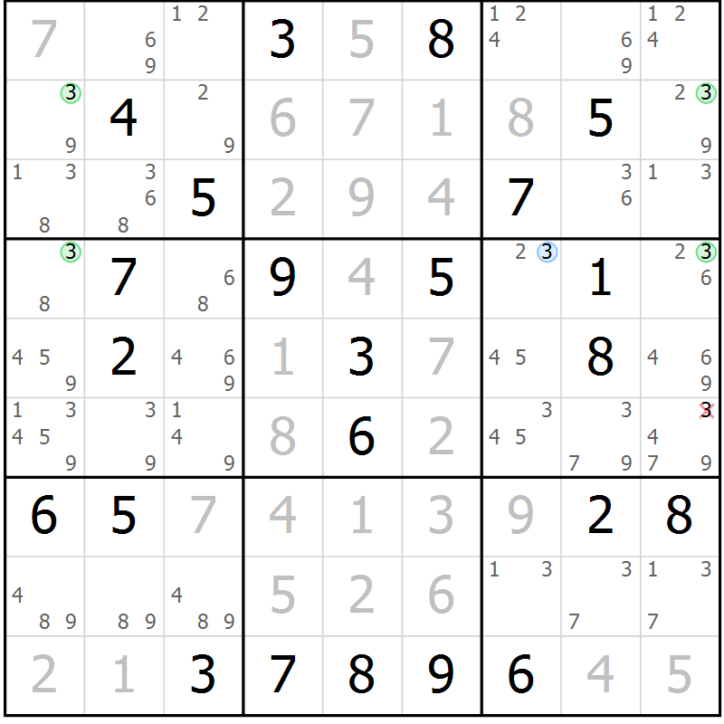 Position des candidats pour la solution de la Gr 32 page 35 du magazine de sudoku Maestro n° 094