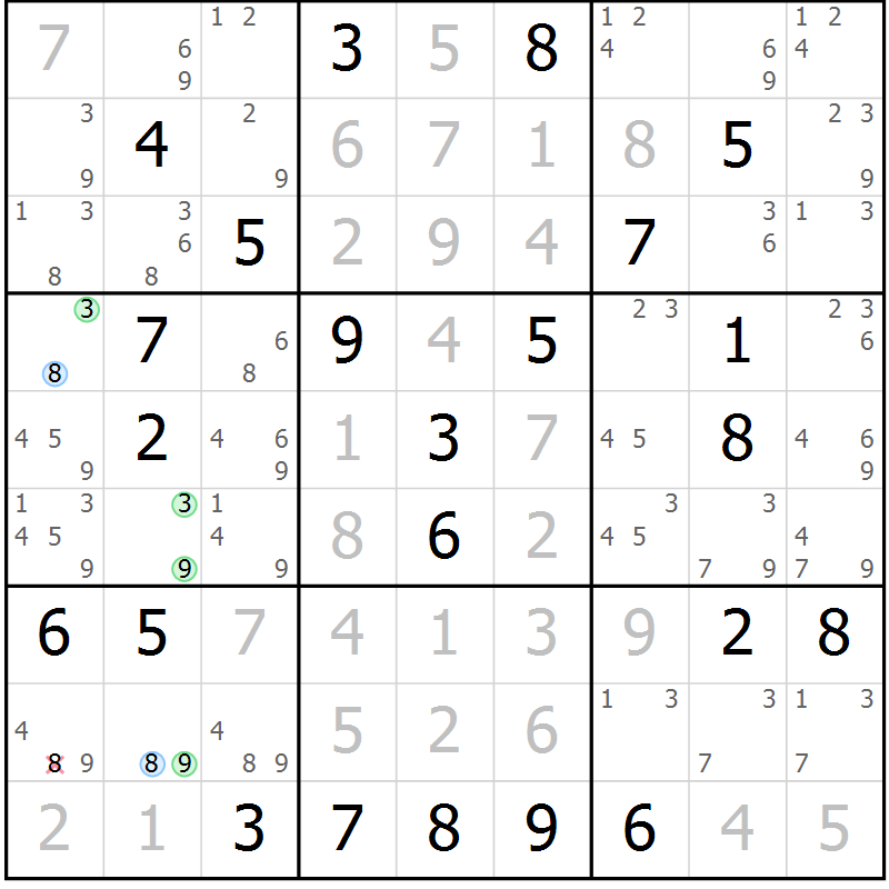 Position des candidats pour la solution de la Gr 32 page 35 du magazine de sudoku Maestro n° 094