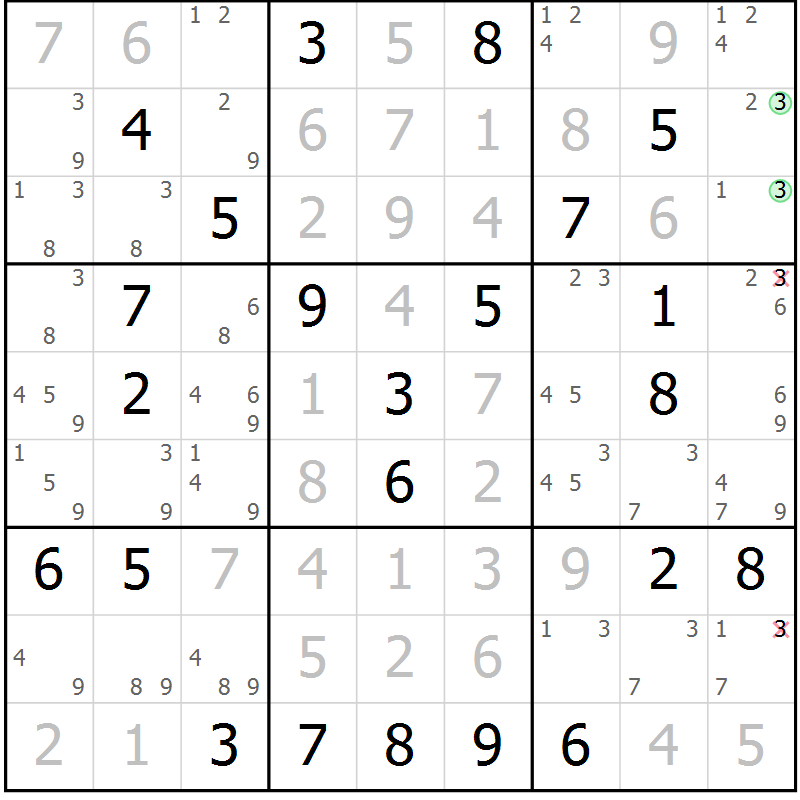 Position des candidats pour la solution de la Gr 32 page 35 du magazine de sudoku Maestro n° 094
