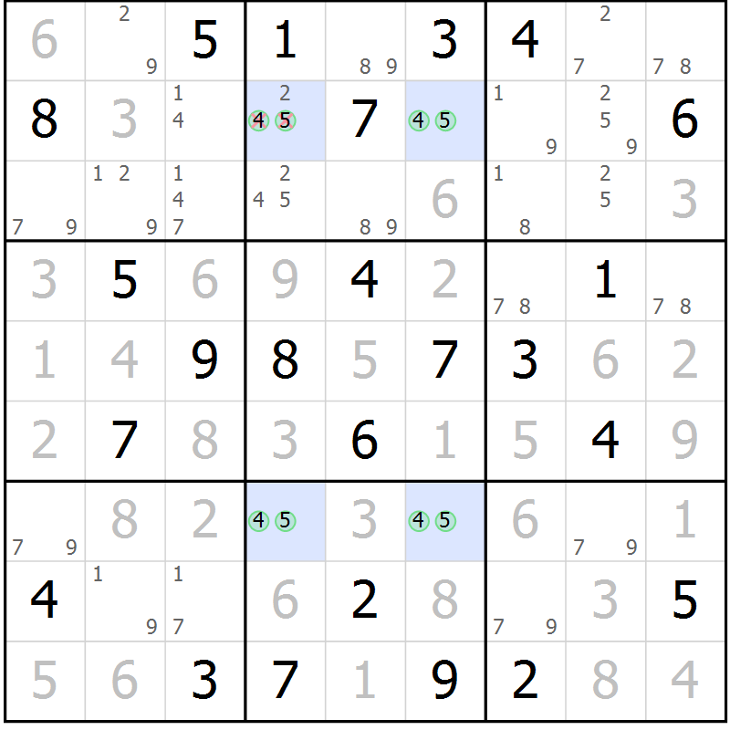 Position des candidats pour la solution de la Gr 33 page 36 du magazine de sudoku Maestro n° 094