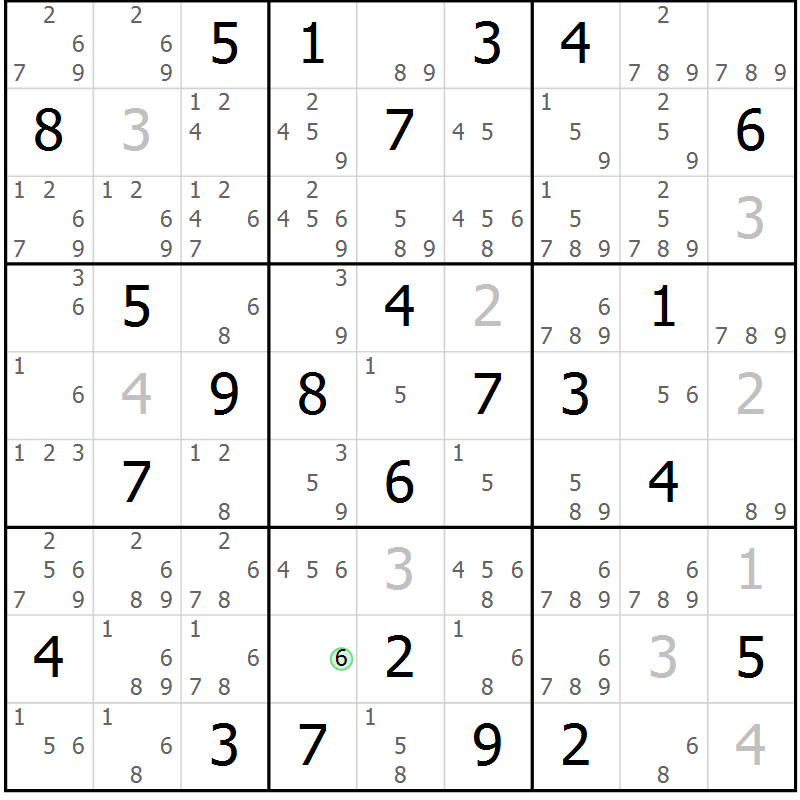 Position des candidats pour la solution de la Gr 33 page 36 du magazine de sudoku Maestro n° 094