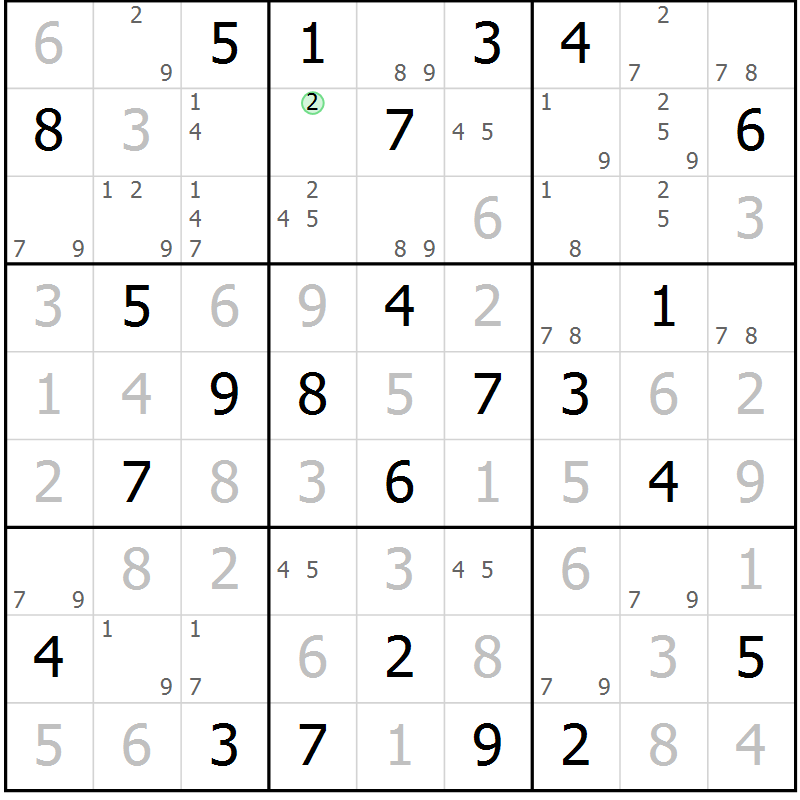 Position des candidats pour la solution de la Gr 33 page 36 du magazine de sudoku Maestro n° 094