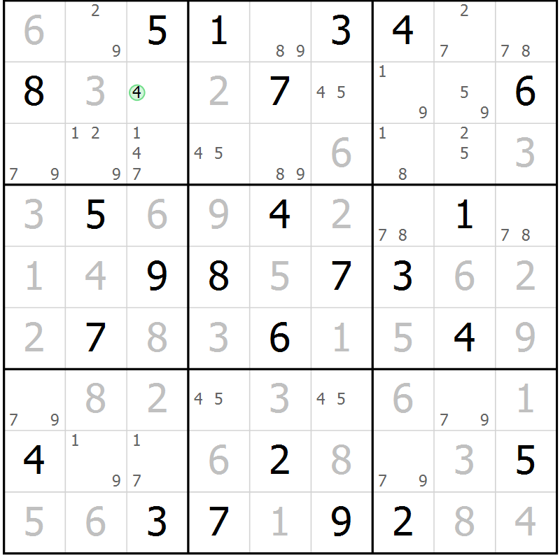Position des candidats pour la solution de la Gr 33 page 36 du magazine de sudoku Maestro n° 094