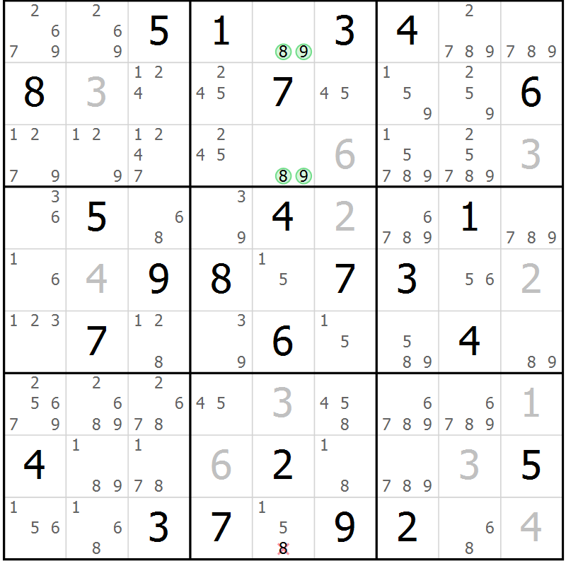 Position des candidats pour la solution de la Gr 33 page 36 du magazine de sudoku Maestro n° 094