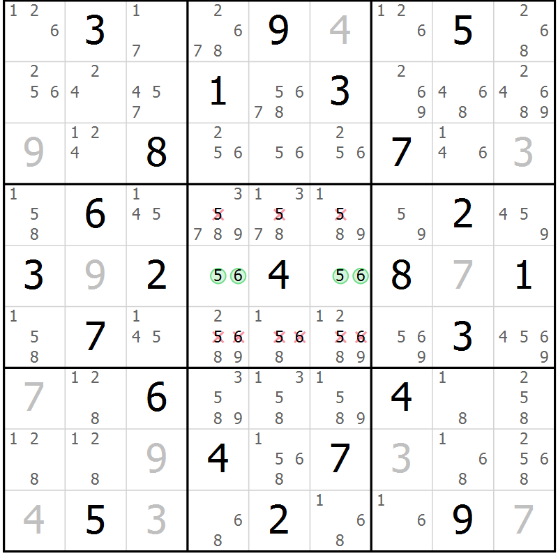 Position des candidats pour la solution de la Gr 34 page 37 du magazine de sudoku Maestro n° 094