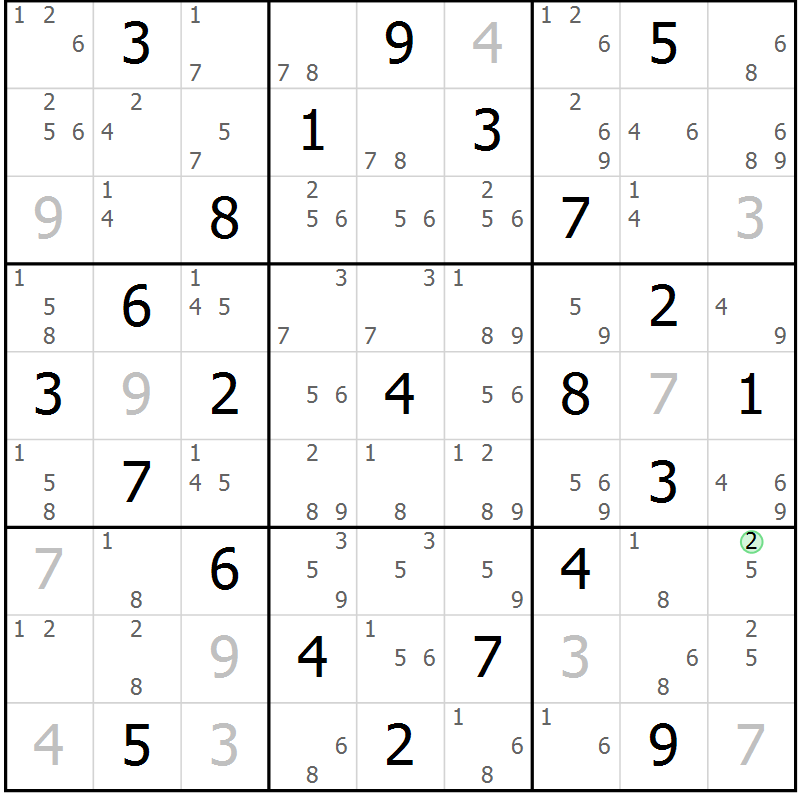 Position des candidats pour la solution de la Gr 34 page 37 du magazine de sudoku Maestro n° 094