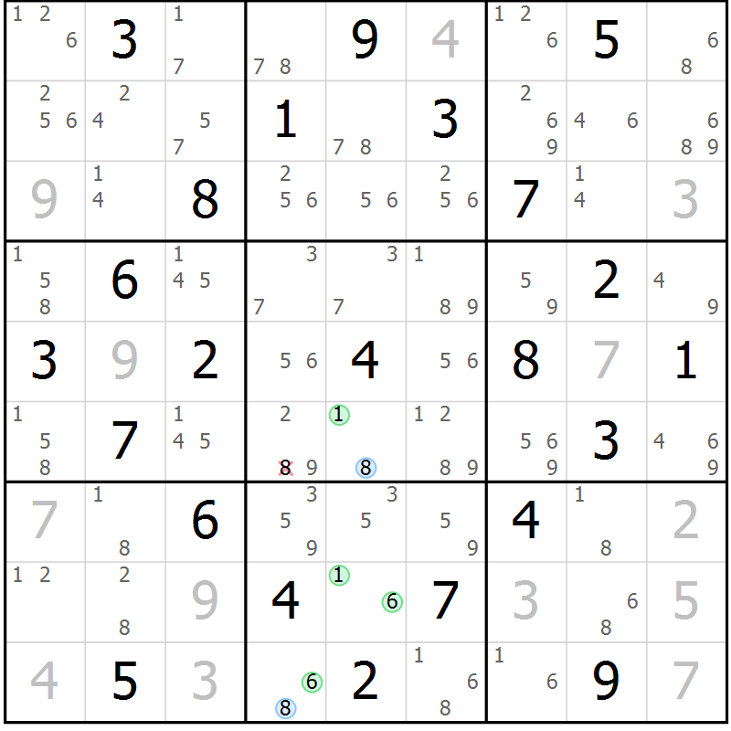 Position des candidats pour la solution de la Gr 34 page 37 du magazine de sudoku Maestro n° 094
