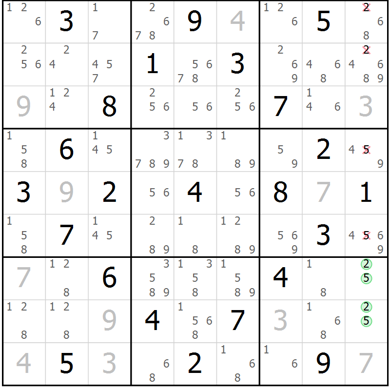 Position des candidats pour la solution de la Gr 34 page 37 du magazine de sudoku Maestro n° 094