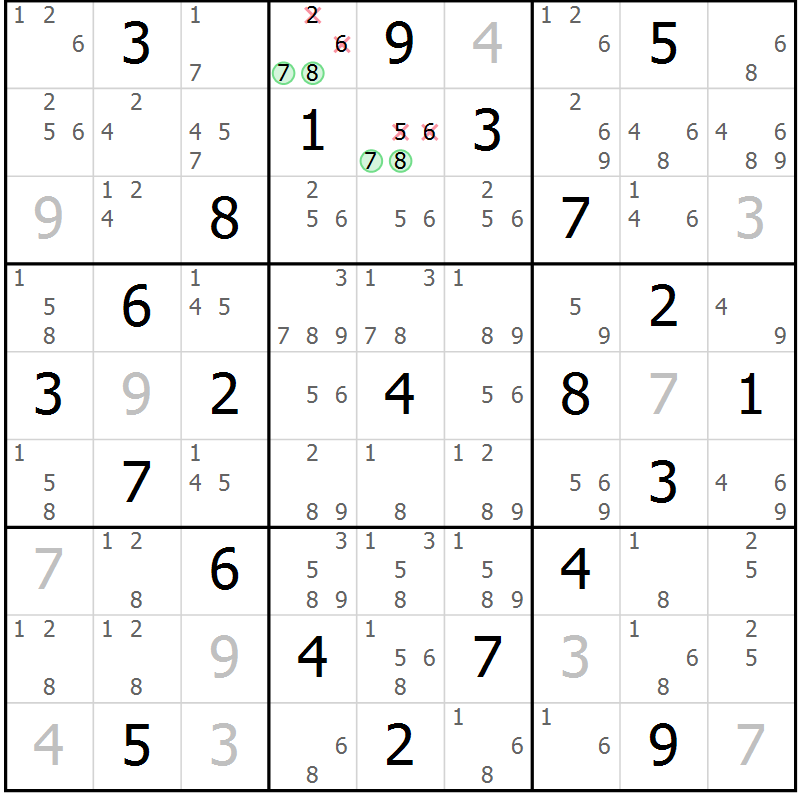 Position des candidats pour la solution de la Gr 34 page 37 du magazine de sudoku Maestro n° 094