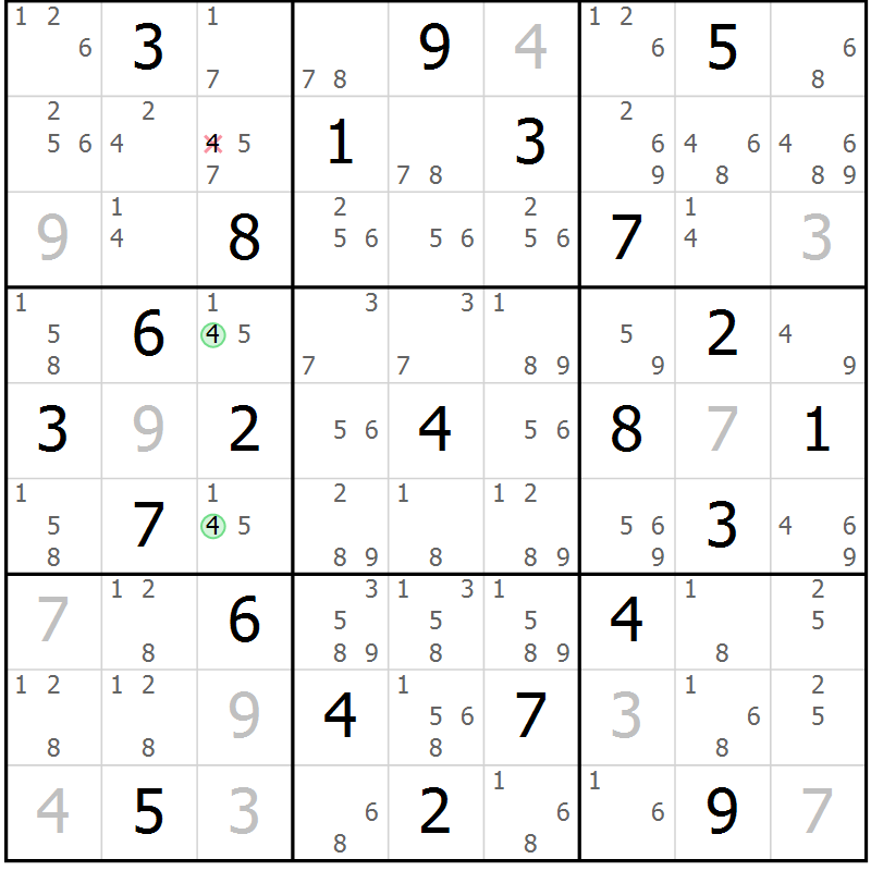 Position des candidats pour la solution de la Gr 34 page 37 du magazine de sudoku Maestro n° 094