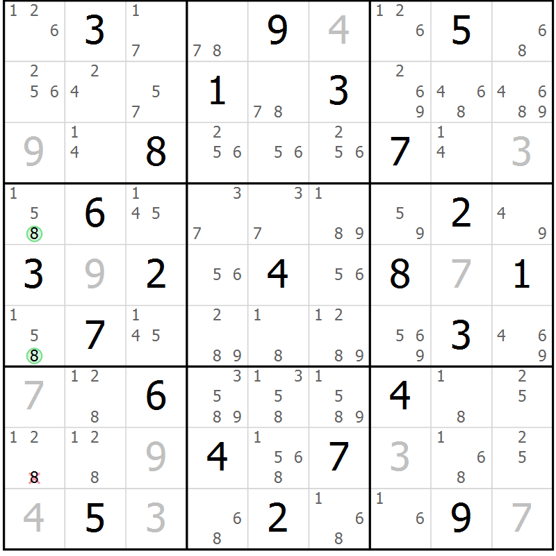 Position des candidats pour la solution de la Gr 34 page 37 du magazine de sudoku Maestro n° 094