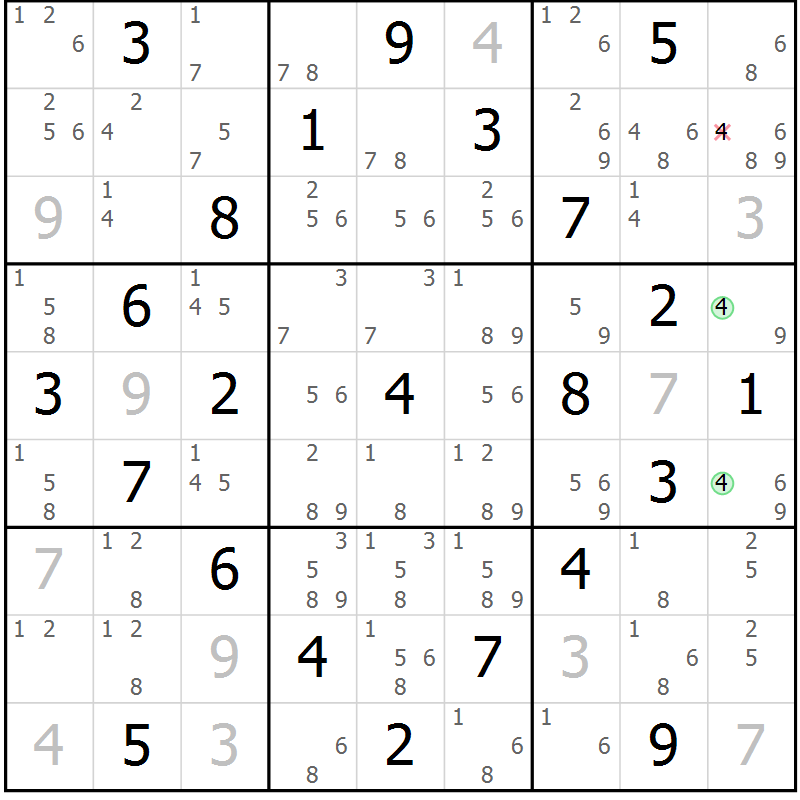 Position des candidats pour la solution de la Gr 34 page 37 du magazine de sudoku Maestro n° 094