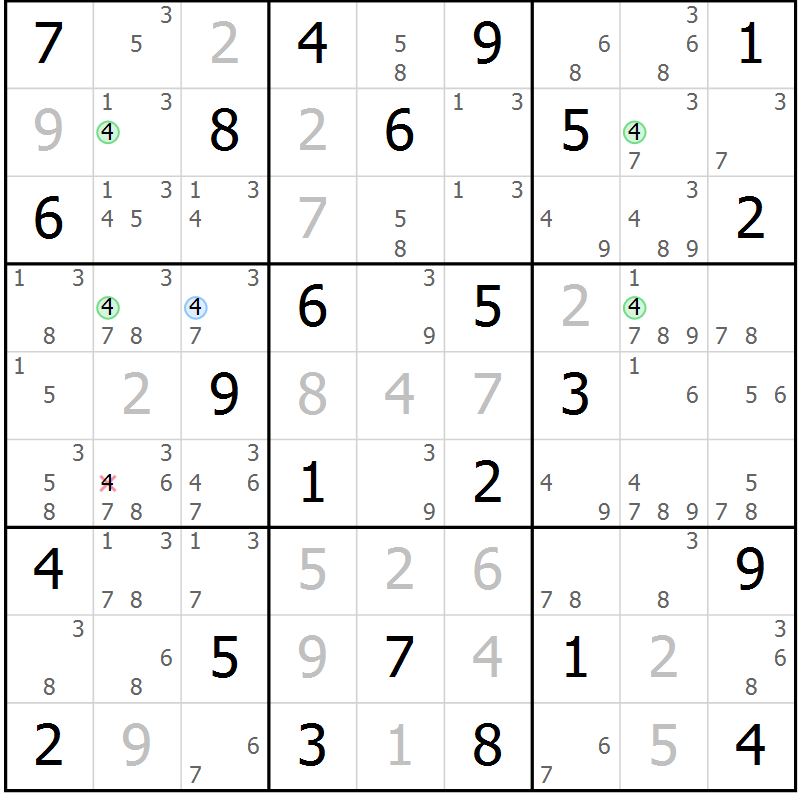 Position des candidats pour la solution de la Gr 35 page 38 du magazine de sudoku Maestro n° 094