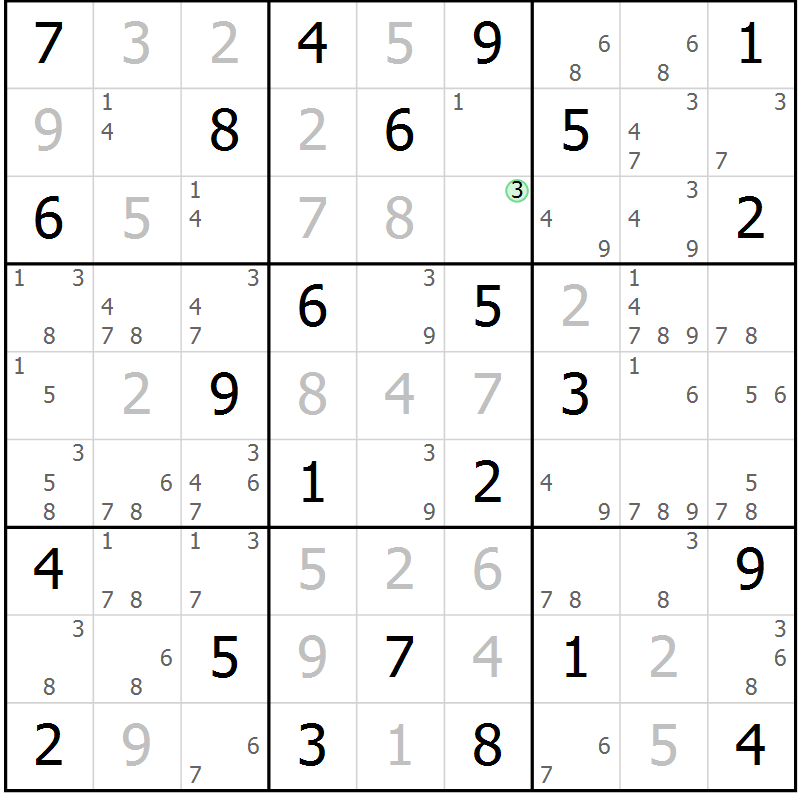 Position des candidats pour la solution de la Gr 35 page 38 du magazine de sudoku Maestro n° 094
