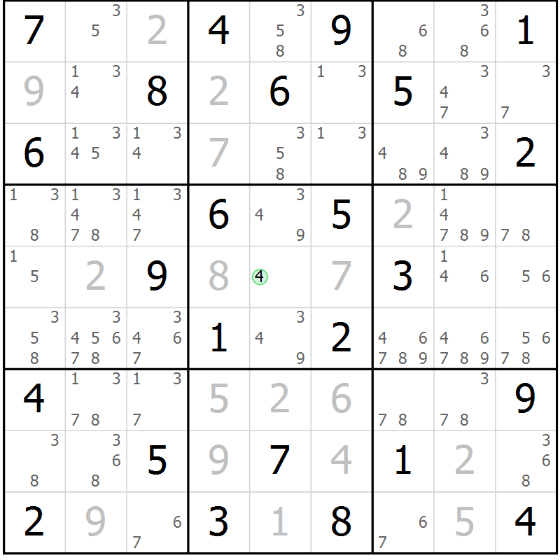 Position des candidats pour la solution de la Gr 35 page 38 du magazine de sudoku Maestro n° 094