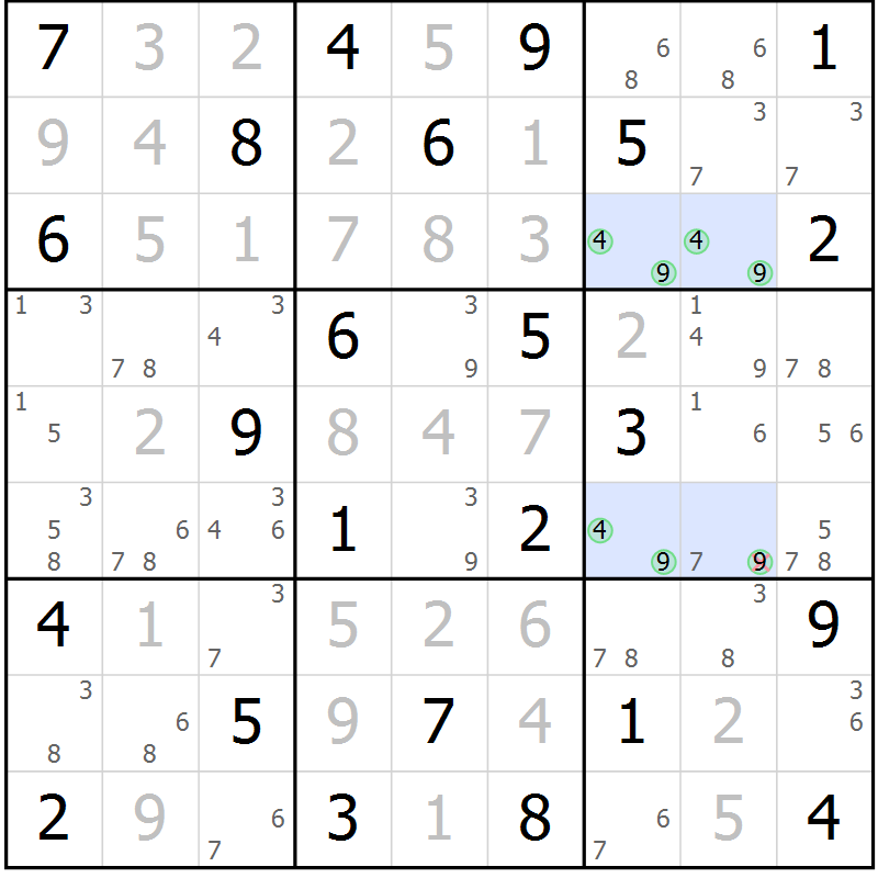 Position des candidats pour la solution de la Gr 35 page 38 du magazine de sudoku Maestro n° 094