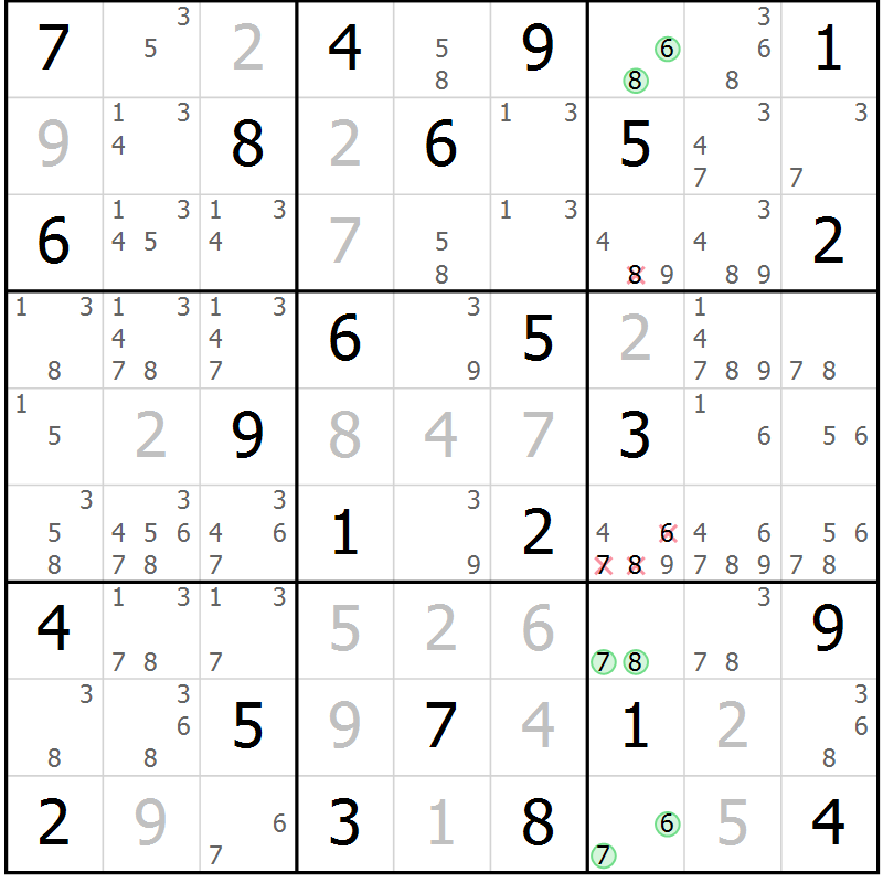 Position des candidats pour la solution de la Gr 35 page 38 du magazine de sudoku Maestro n° 094
