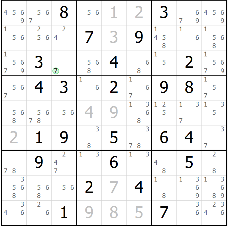 Position des candidats pour la solution de la Gr 36 page 39 du magazine de sudoku Maestro n° 094